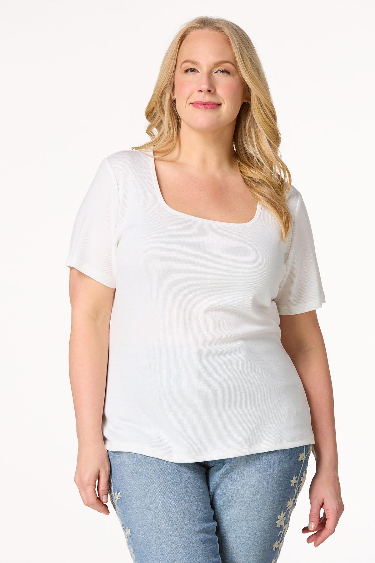  Cato Fashions | Cato Plus Size Ribbed Square Neck Top