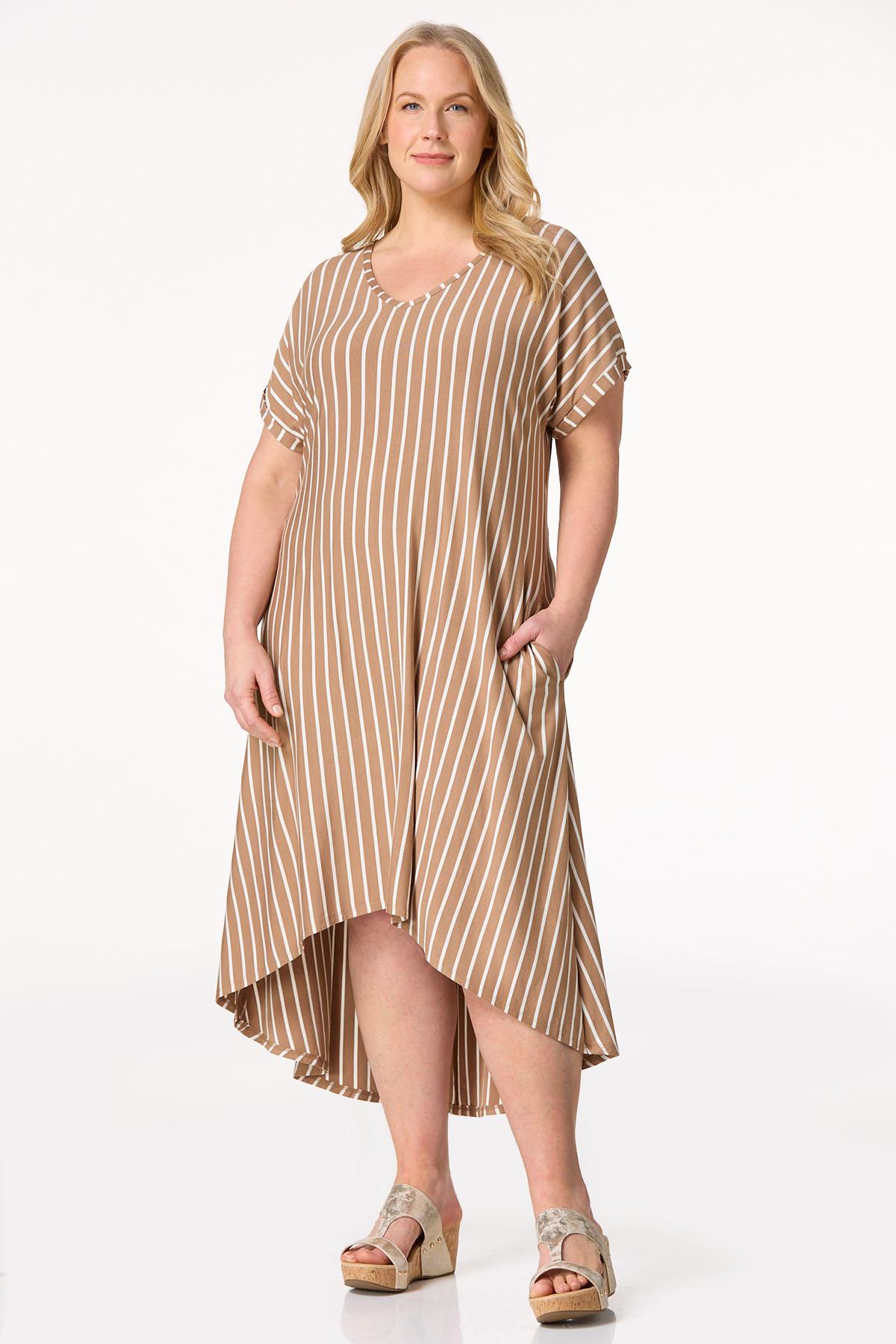  Cato Fashions | Cato Plus Size Stripe High- Low Midi Dress