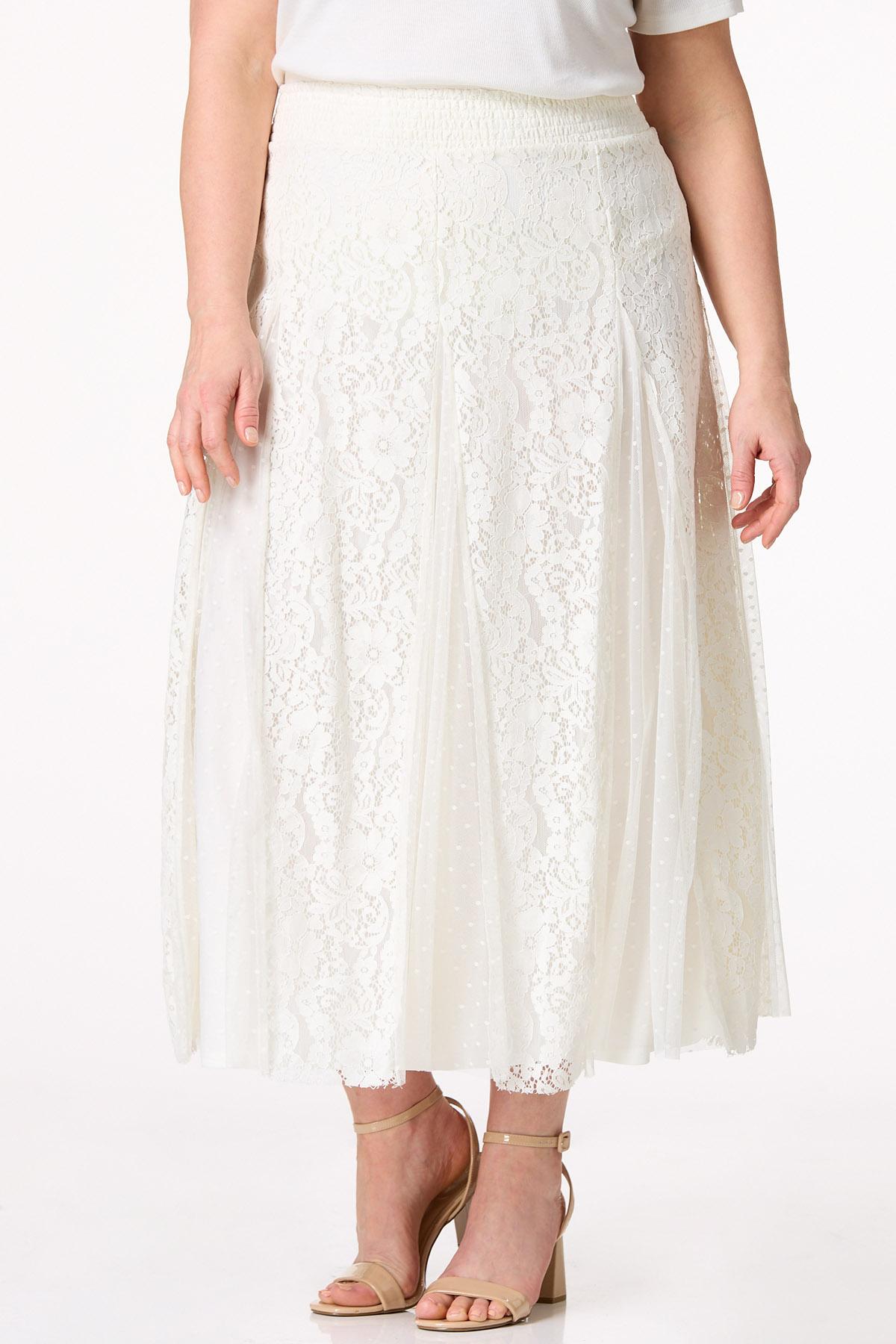 Cato Fashions | Cato Plus Size Ivory Lacy Mesh Maxi Skirt