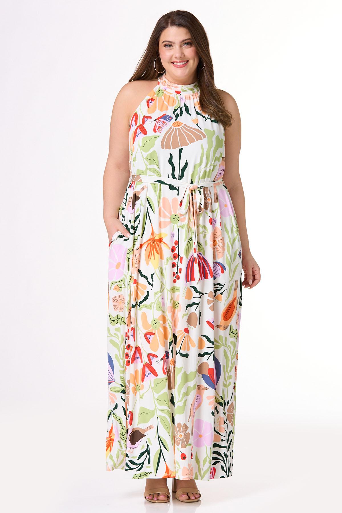  Cato Fashions | Cato Plus Size Garden Bird Floral Maxi Dress