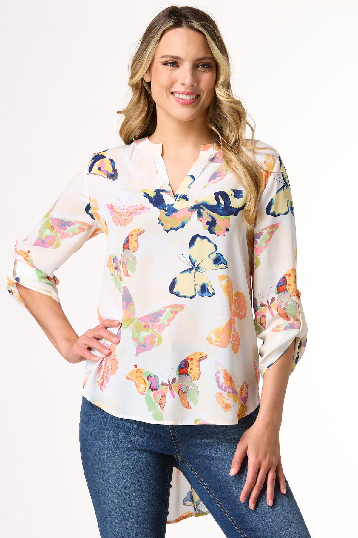 トップス Bonjour diary  Butterfly blouse  8Y Bonjour Diary Butterfly Blouse Ivory Flowers - Little French