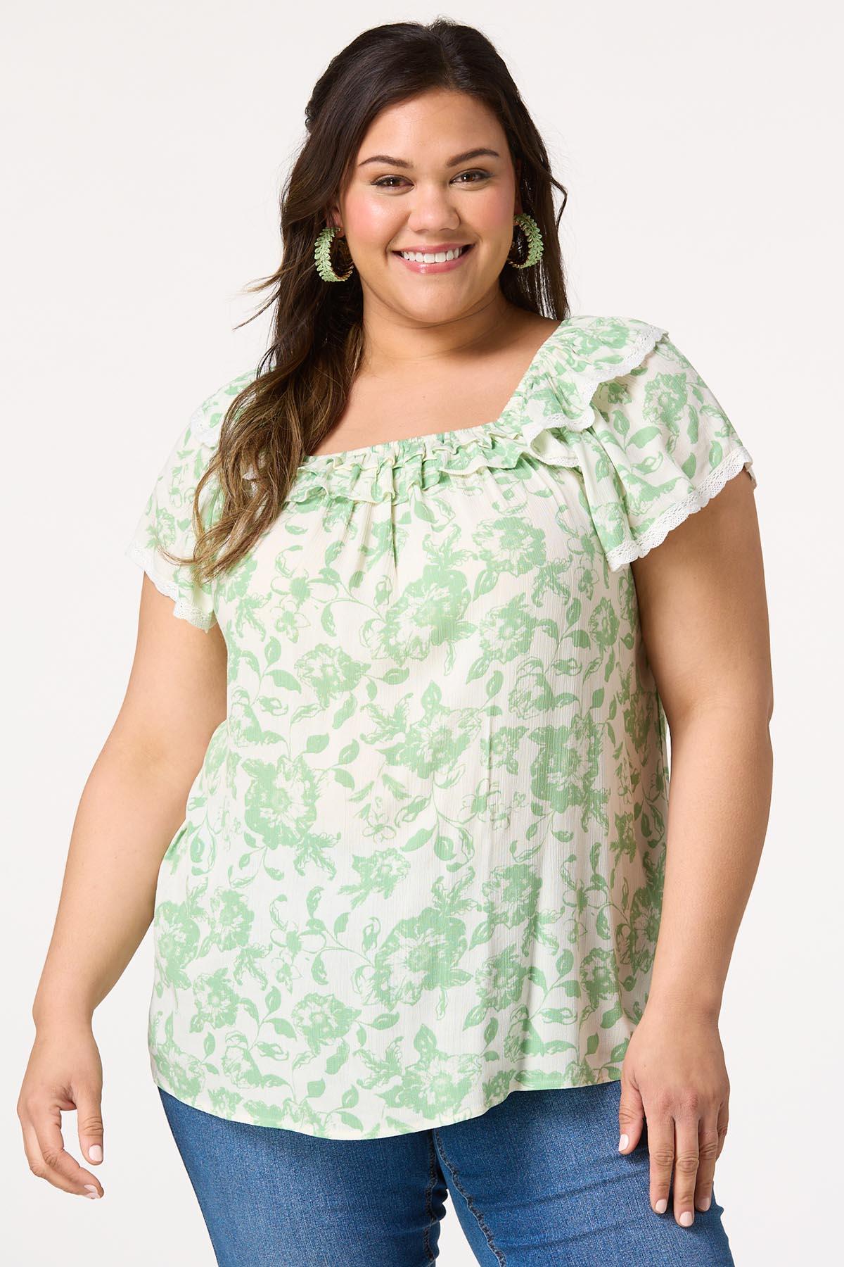 売れ筋商品|||キヨナ カットソー トップス レディース Plus Size Encore Short Sleeve Printed Top Nightshade floral falls JOELLYUS Plus Size Tops for Women Tunic Black Loose Short