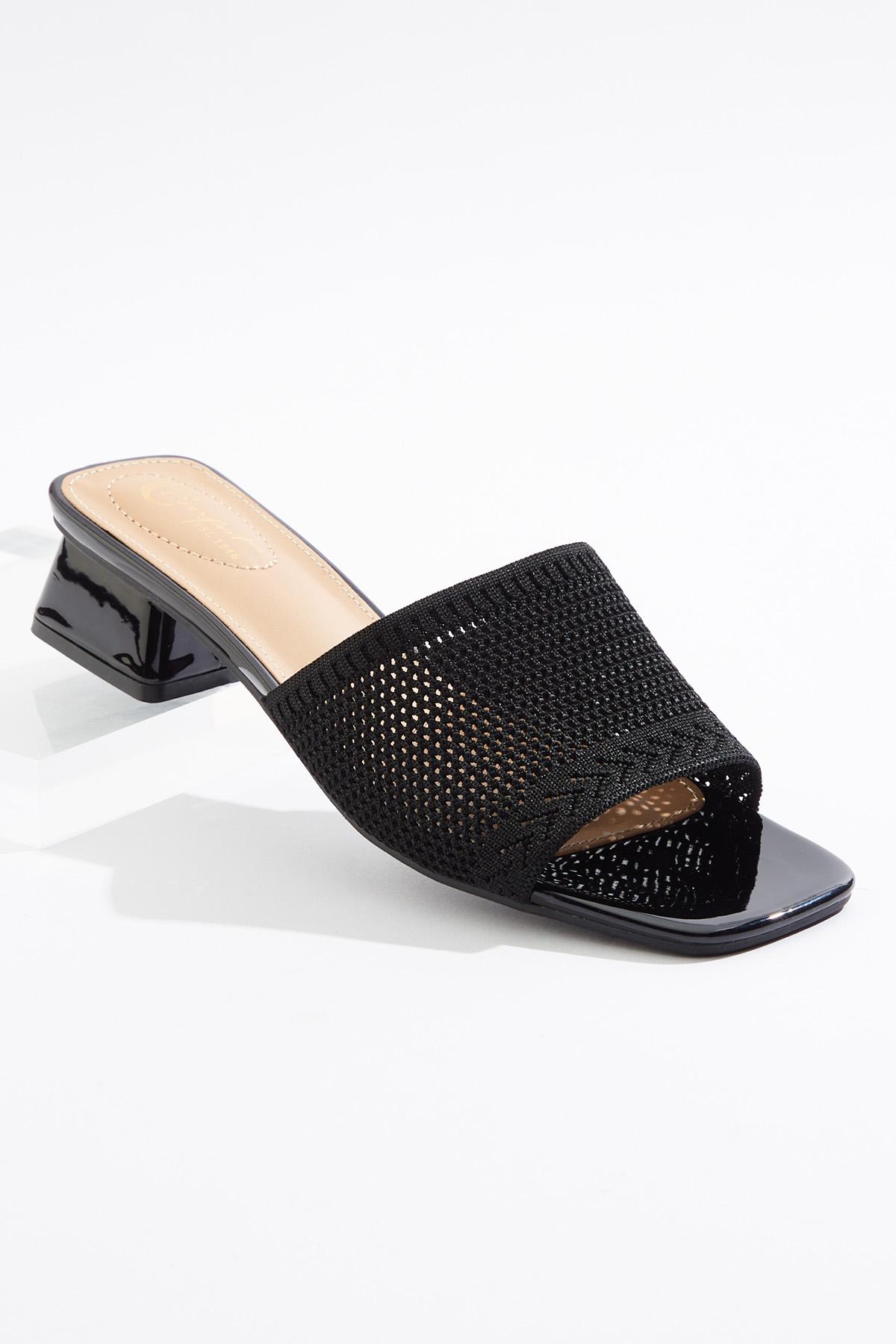  Cato Fashions | Cato Wide Width Knit Band Heeled Slides