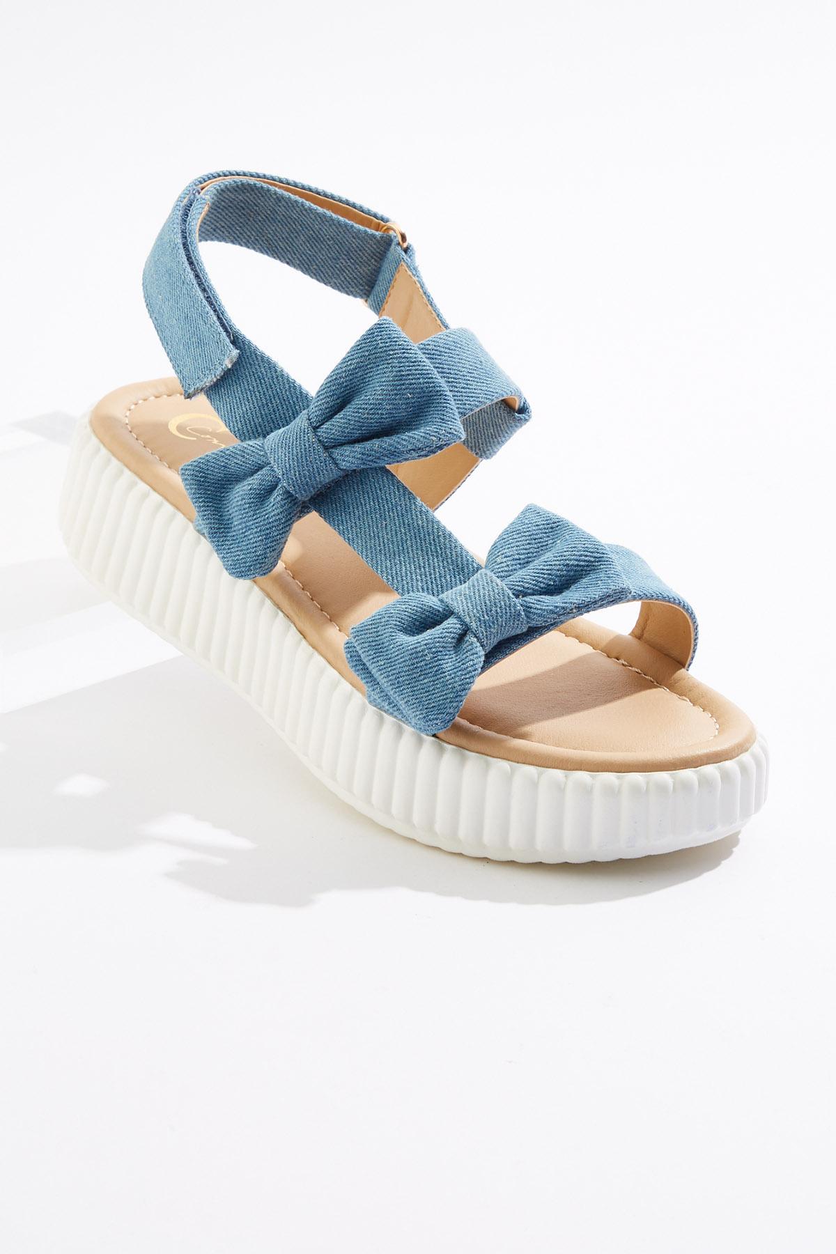  Cato Fashions | Cato Denim Bow Flatform Sandals