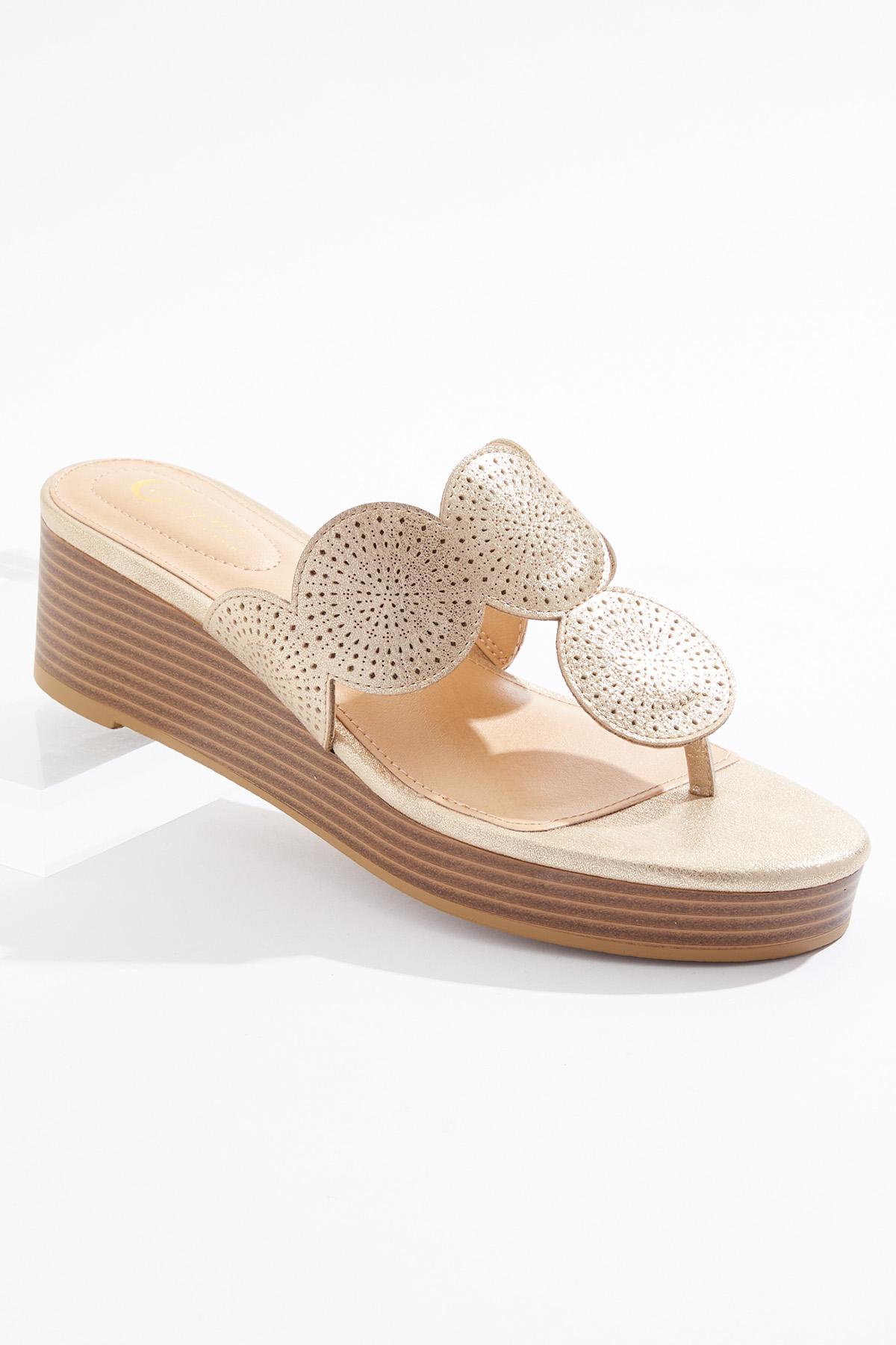 Cato Fashions | Cato Metallic Medallion Wedge Sandals