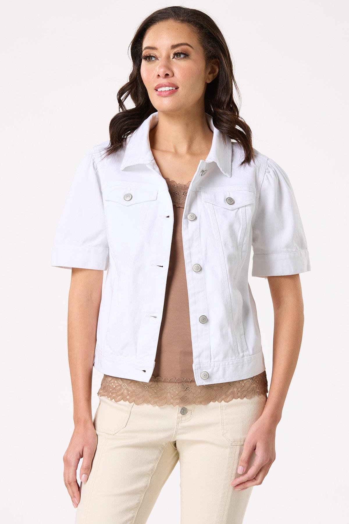  Cato Fashions | Cato White Denim Short Sleeve Jacket