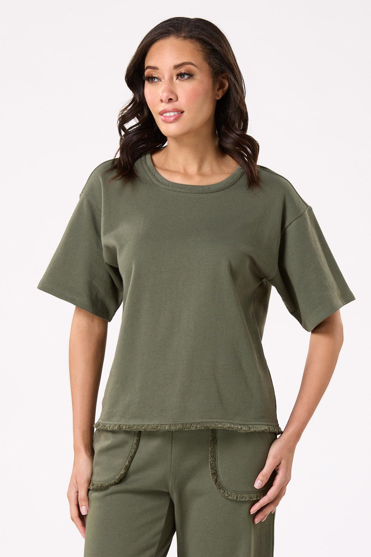 トップス roughlow airy fringe sheer tops(mint) Ivory Embroidered Top - Tie-Front Top - Cute Fringe Hem Top