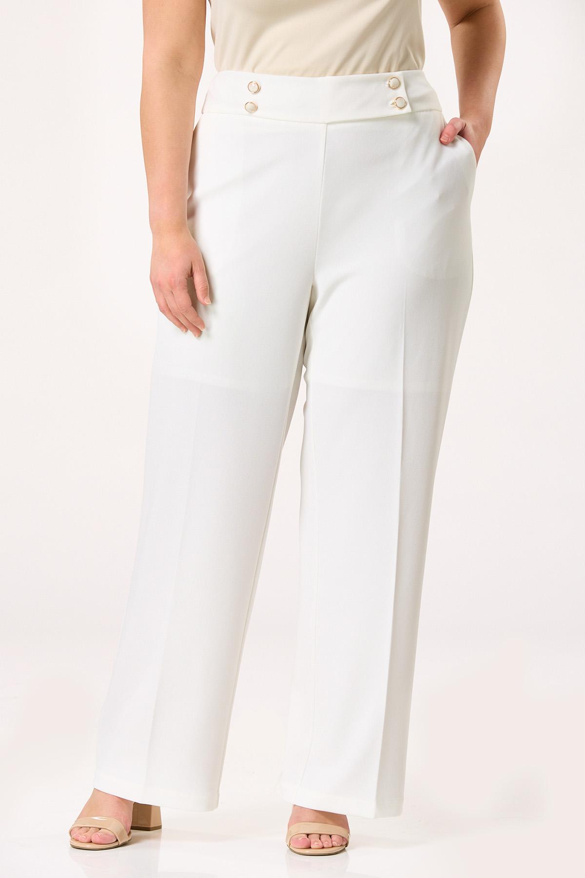  Cato Fashions | Cato Plus Size Ivory Button Waist Trousers