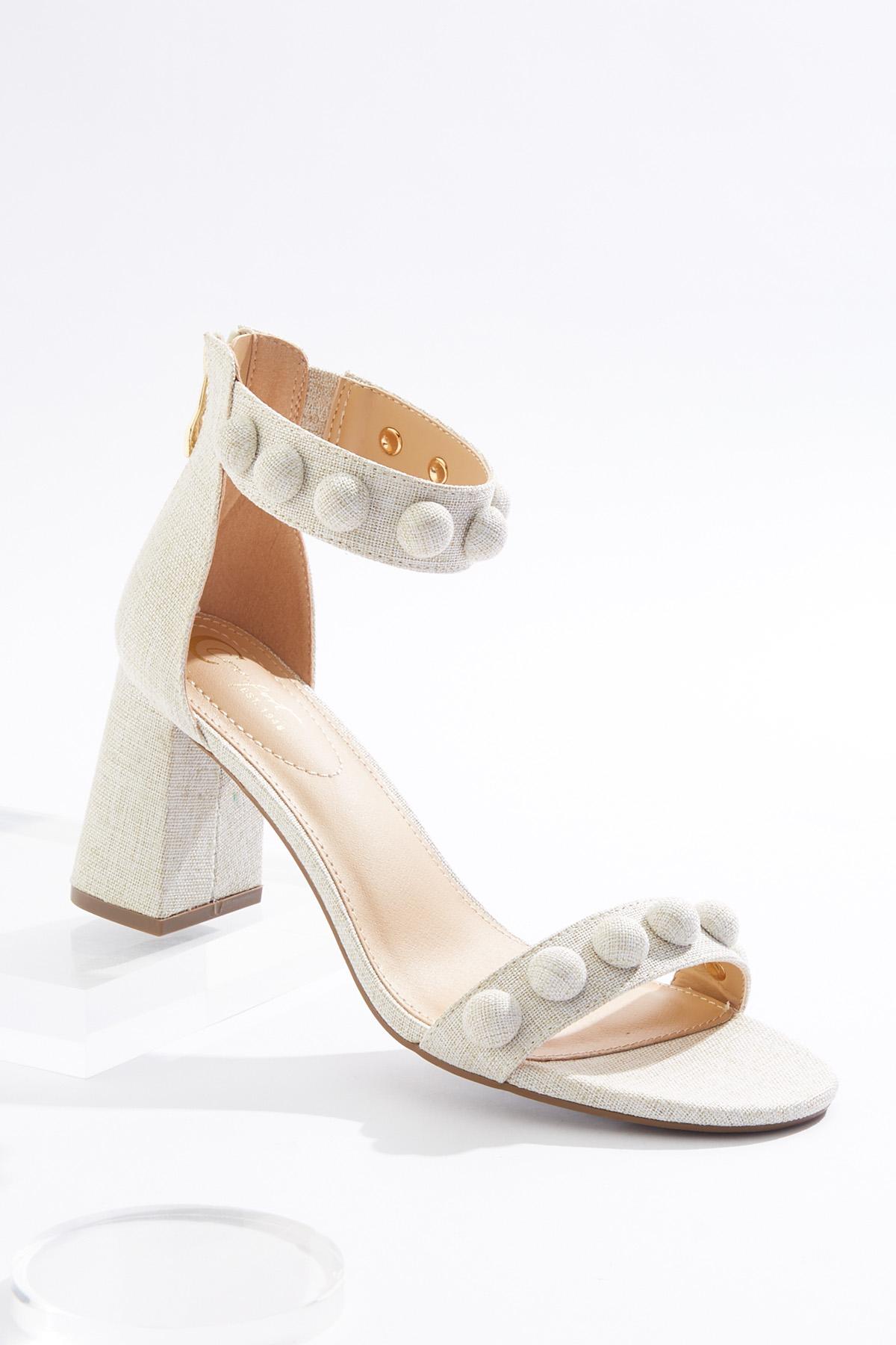 Cato Fashions | Cato Linen Button Heeled Sandals