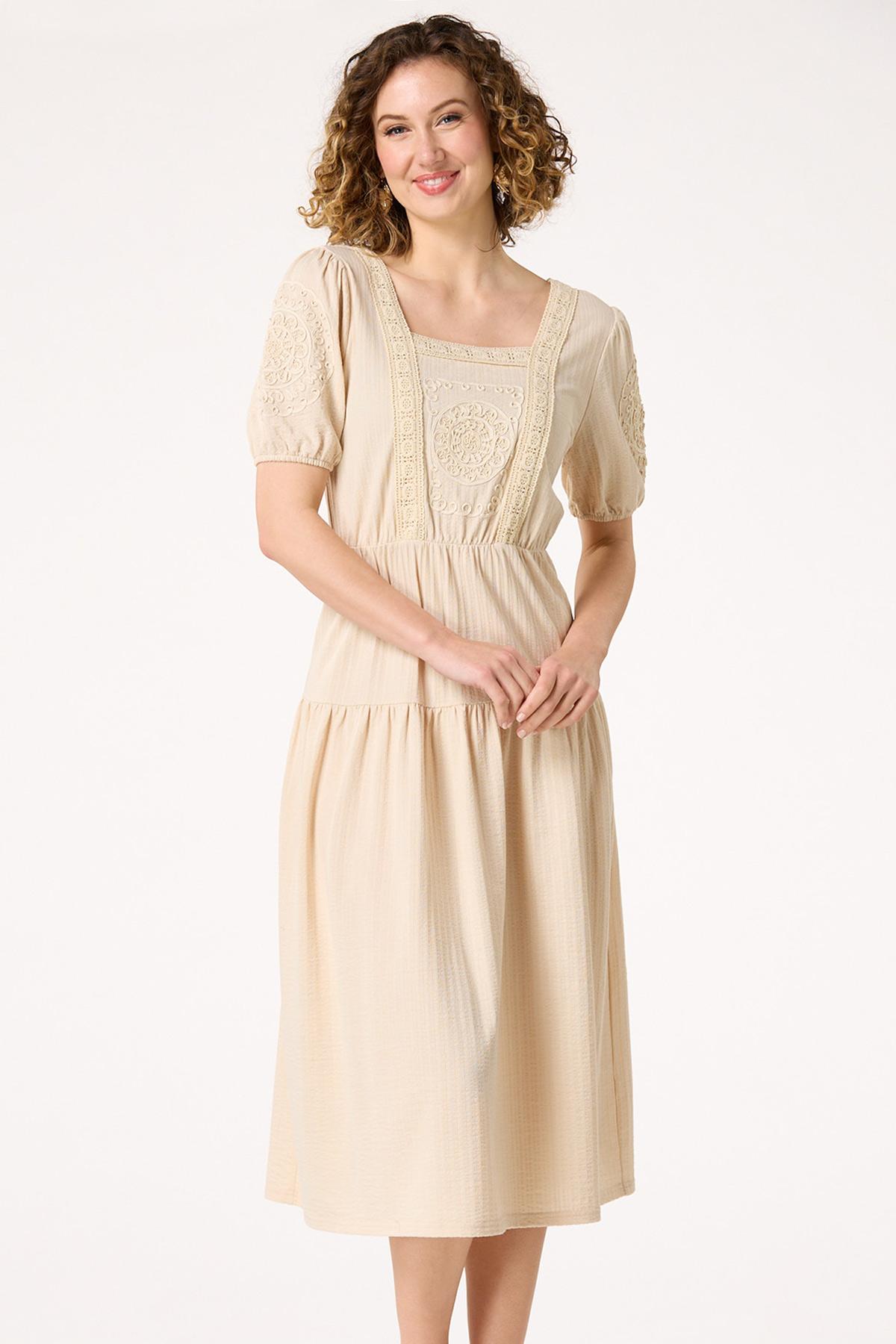  Cato Fashions | Cato Lace Trim Puff Sleeve Dress