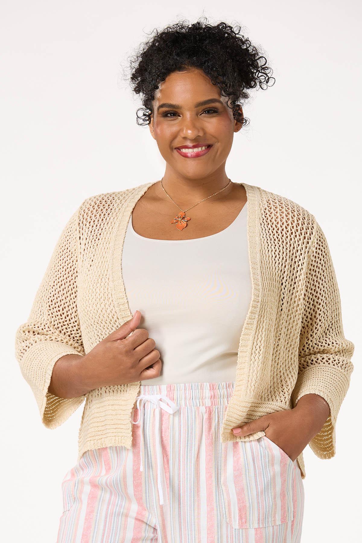 Cato Fashions Cato Plus Size Open Stitch Cardigan