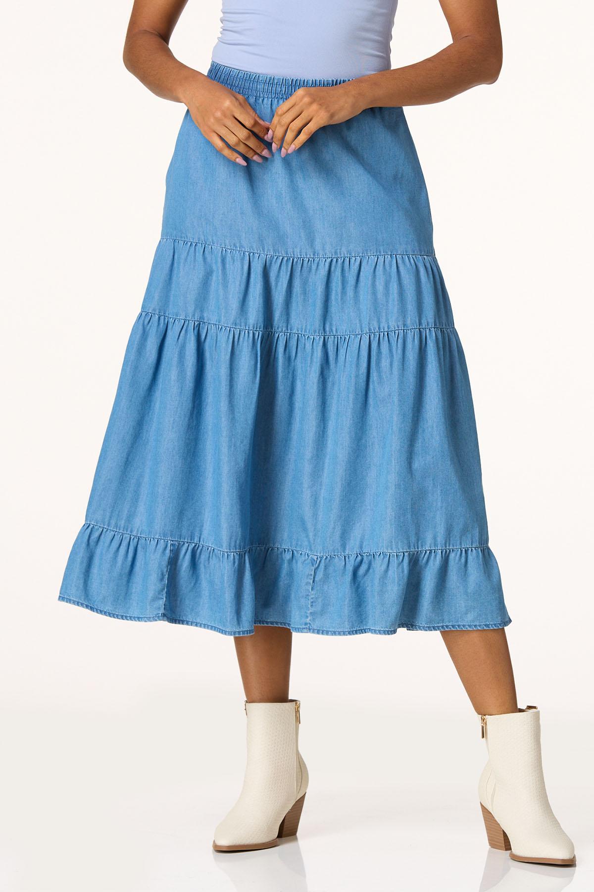 Cato Fashions | Cato Tiered Chambray Skirt