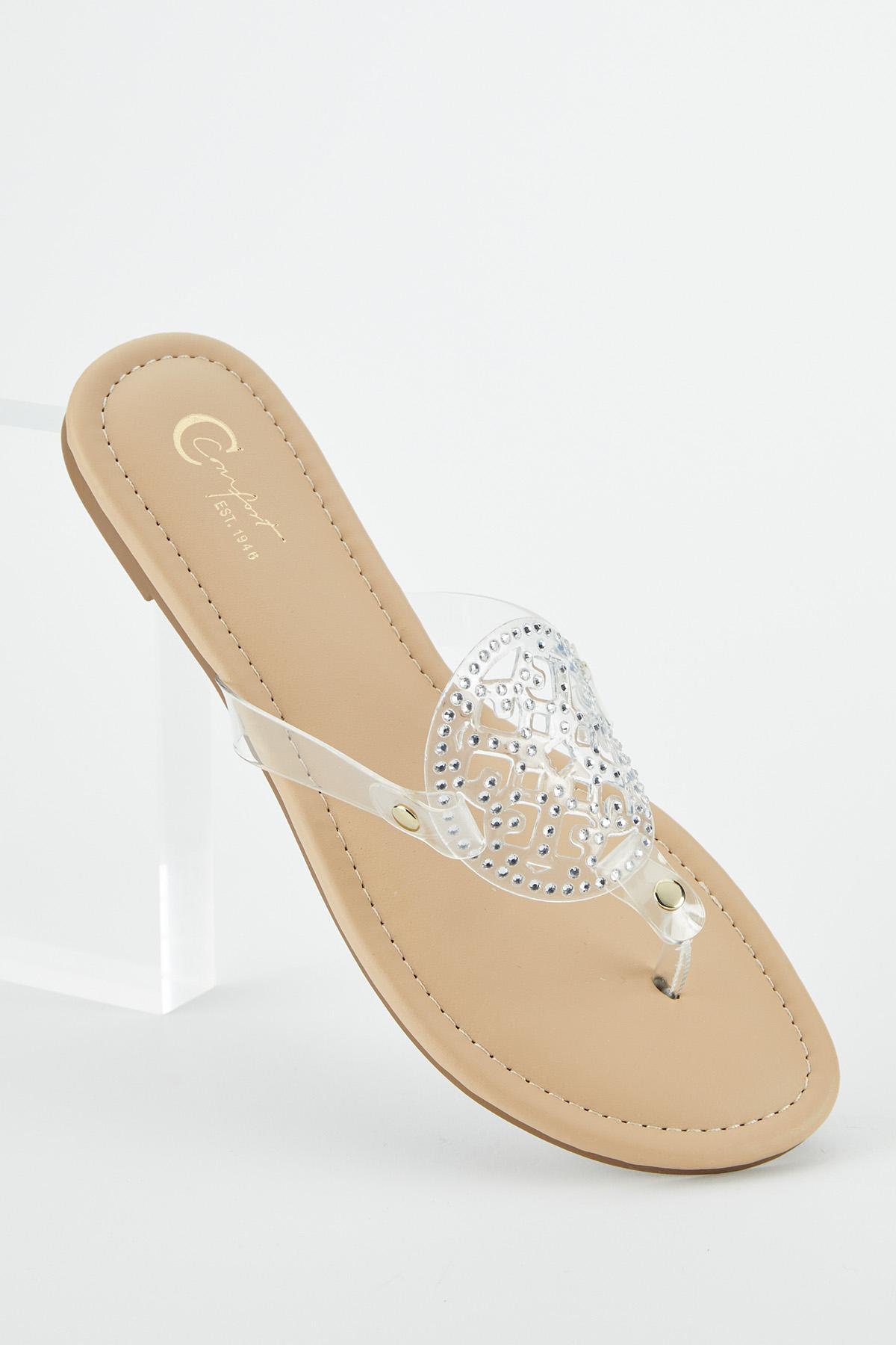  Cato Fashions | Cato Rhinestone Lucite Medallion Sandals