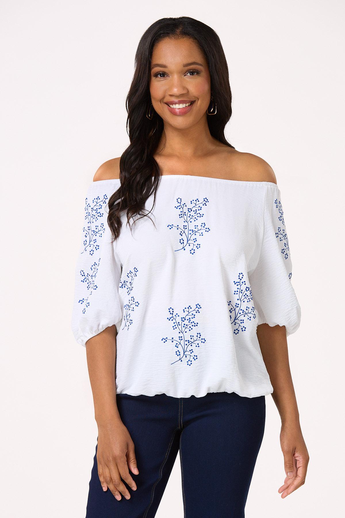 Cato Fashions | Cato Off Shoulder Embroidered Top