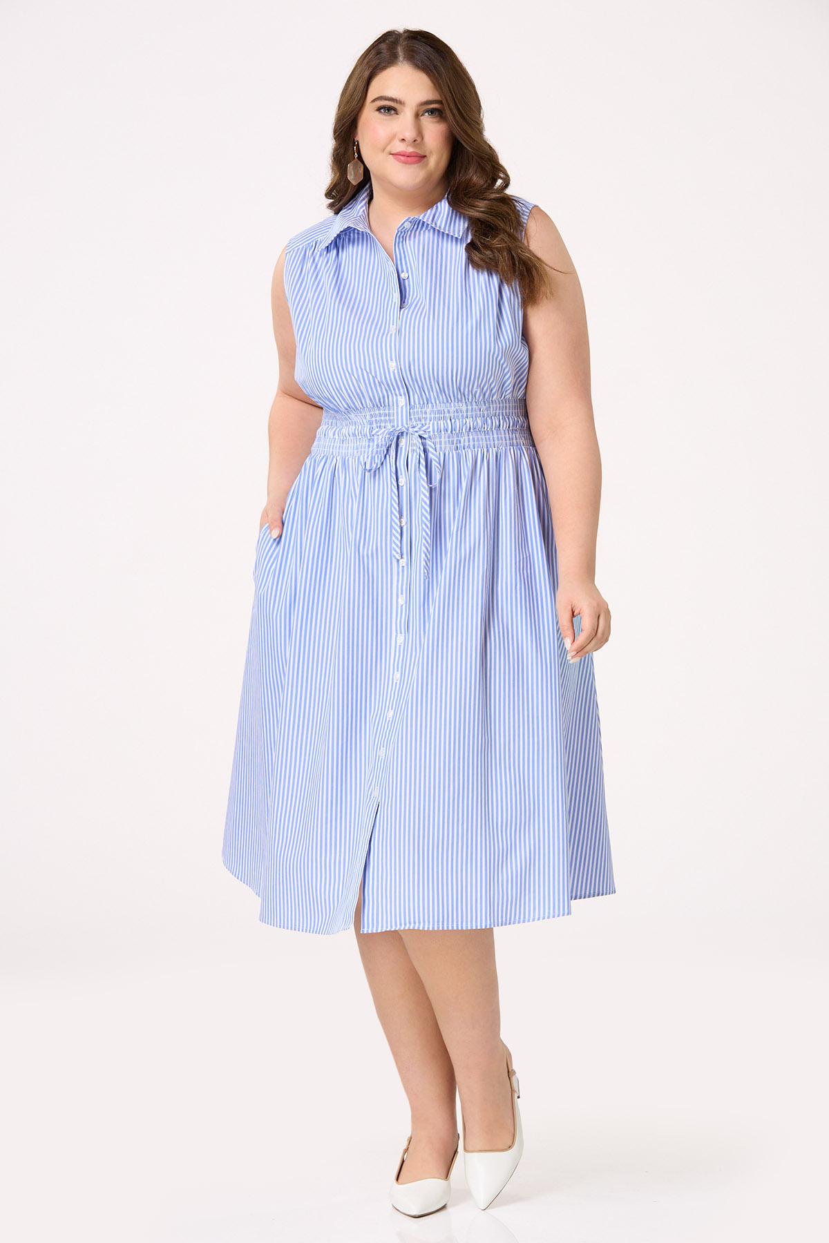 Cato Fashions | Cato Plus Size Striped Cinch Waist Shirt Dress
