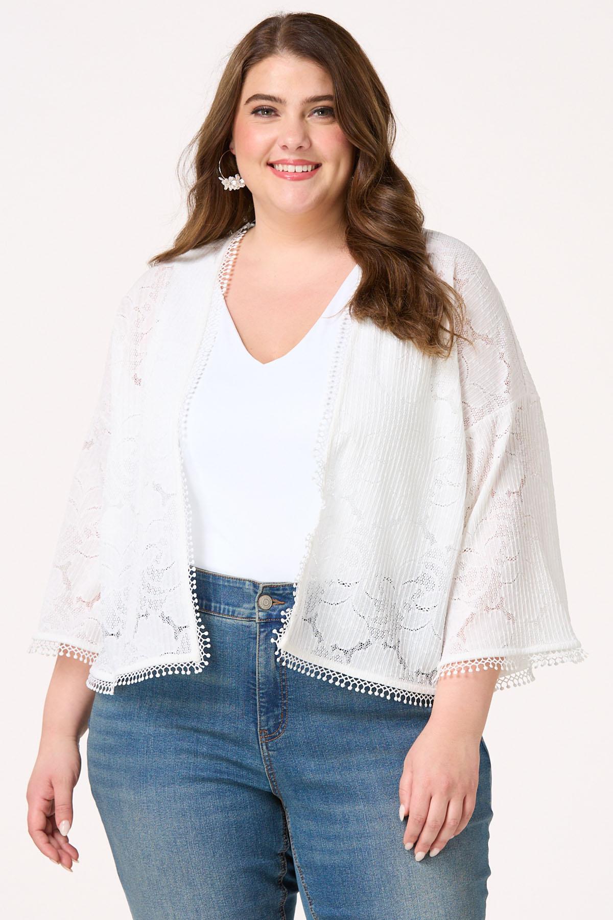 Cato Fashions Cato Plus Size Ivory Lace Kimono