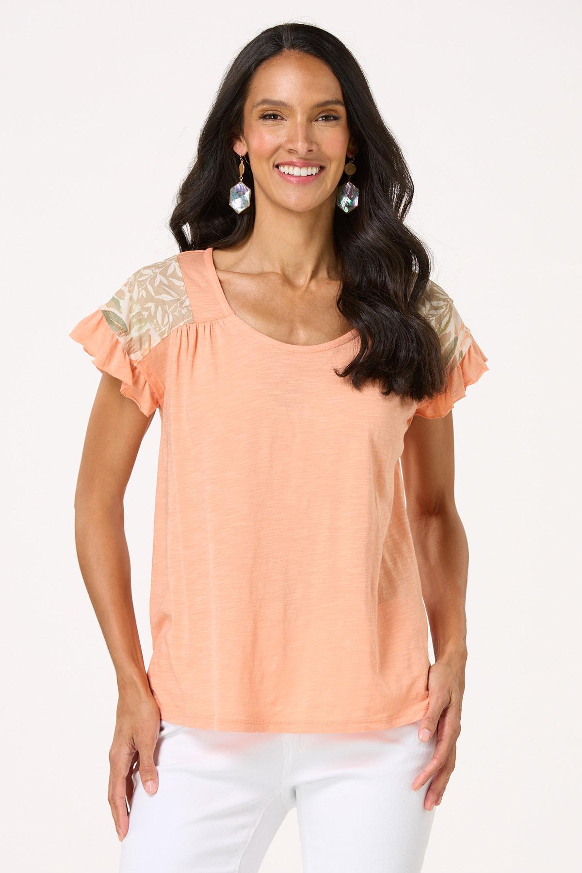  Cato Fashions | Cato Ruffled Leaf Shoulder Top