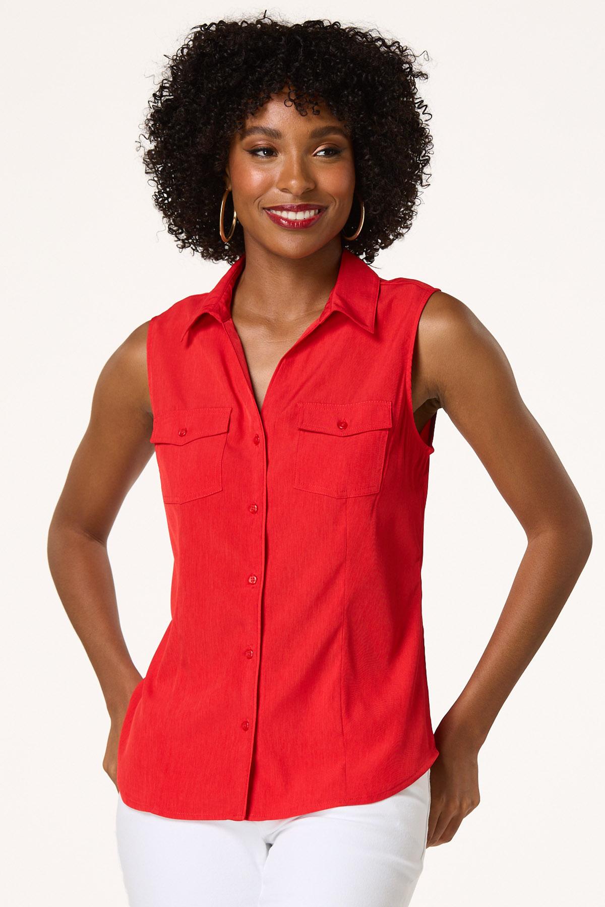  Cato Fashions | Cato Button Down Sleeveless Top