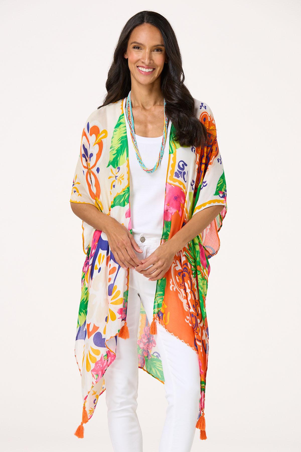  Cato Fashions | Cato Vibrant Floral Tasseled Kimono
