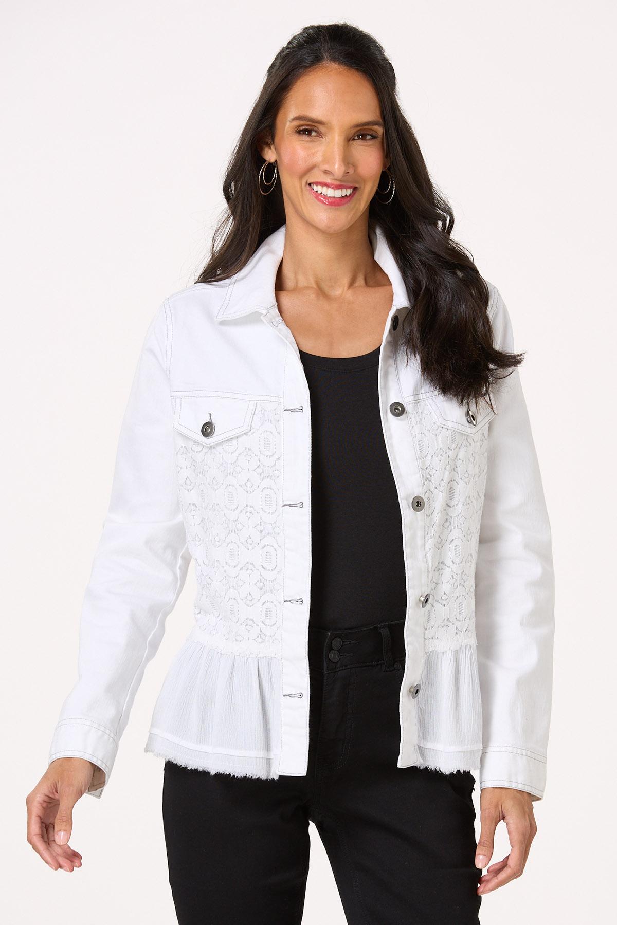Cato Fashions | Cato Lacey Flounced Hem Denim Jacket