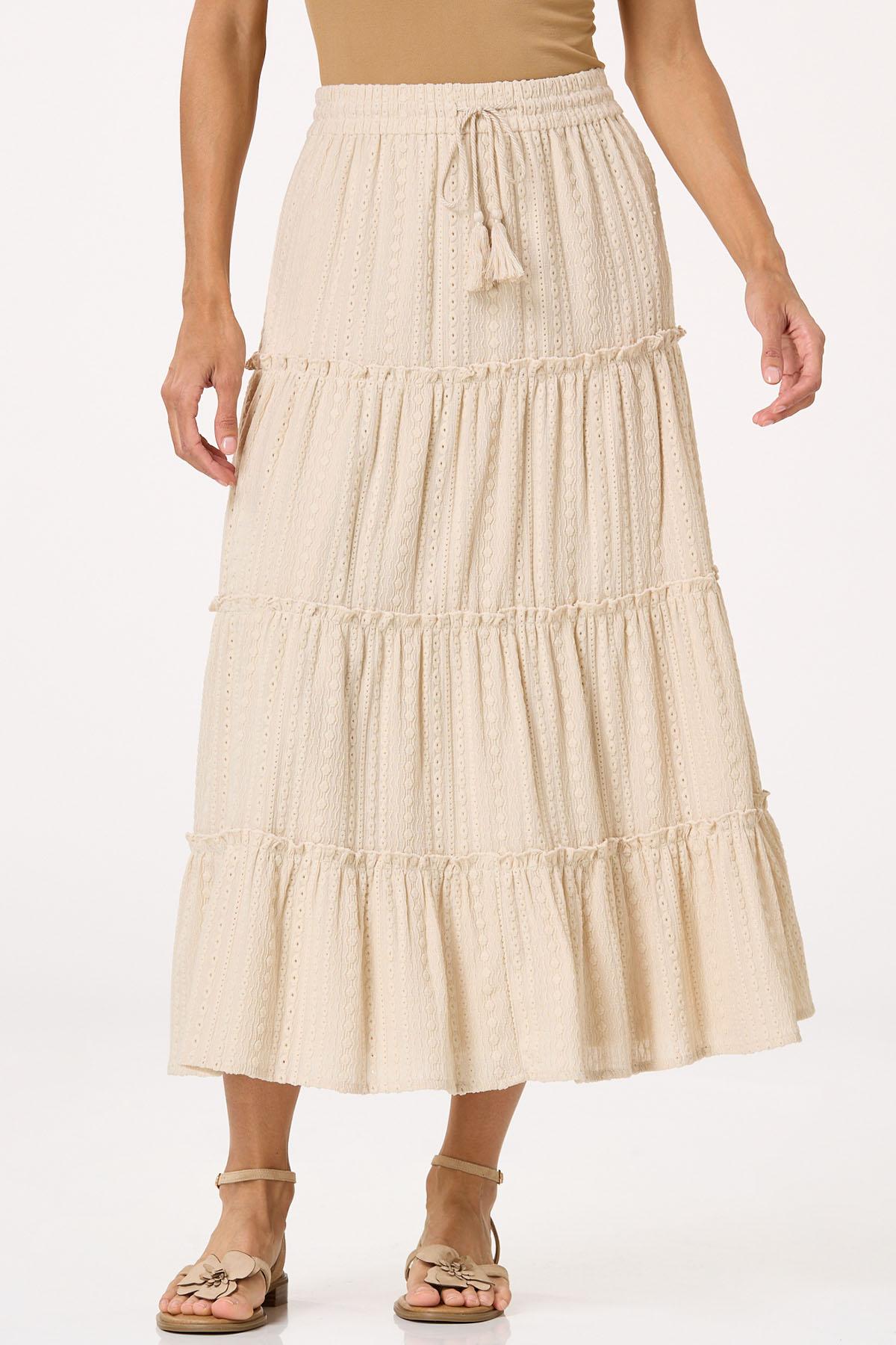 Cato Fashions | Cato Textured Tiered Midi Skirt