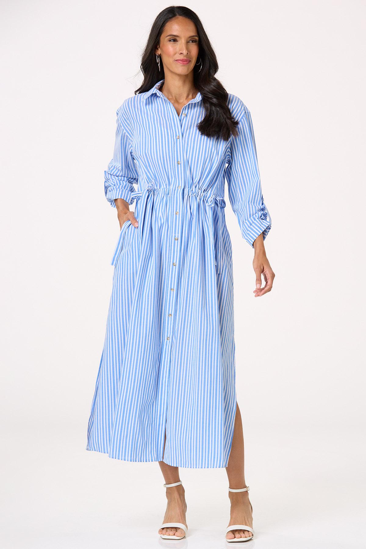 Cato Fashions | Cato Tie Waist Striped Shirt Dress