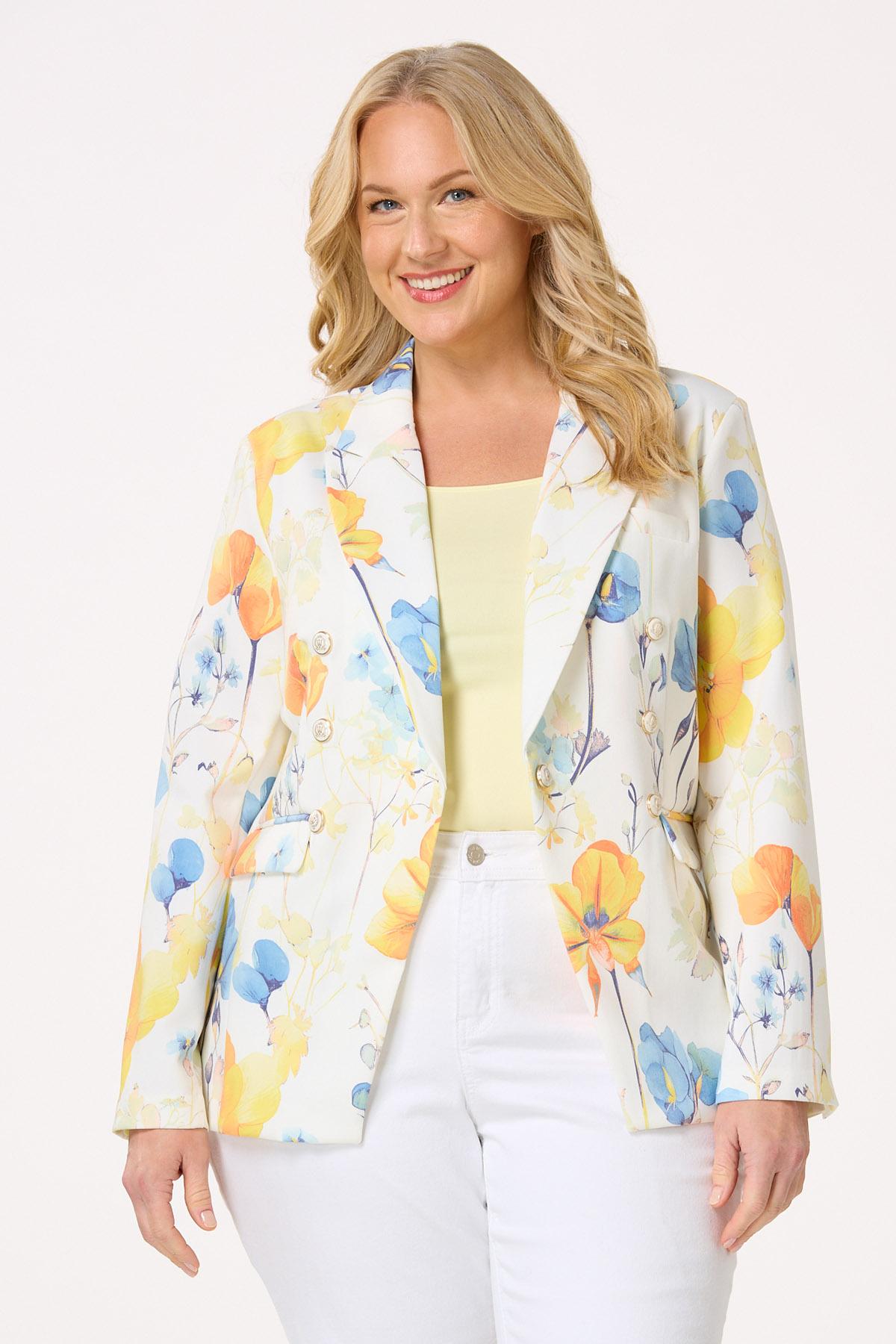 Oversized Blazer Mustard Plus Size Blazer Cato Fashions Cato Plus Size  Sunny Floral Blazer