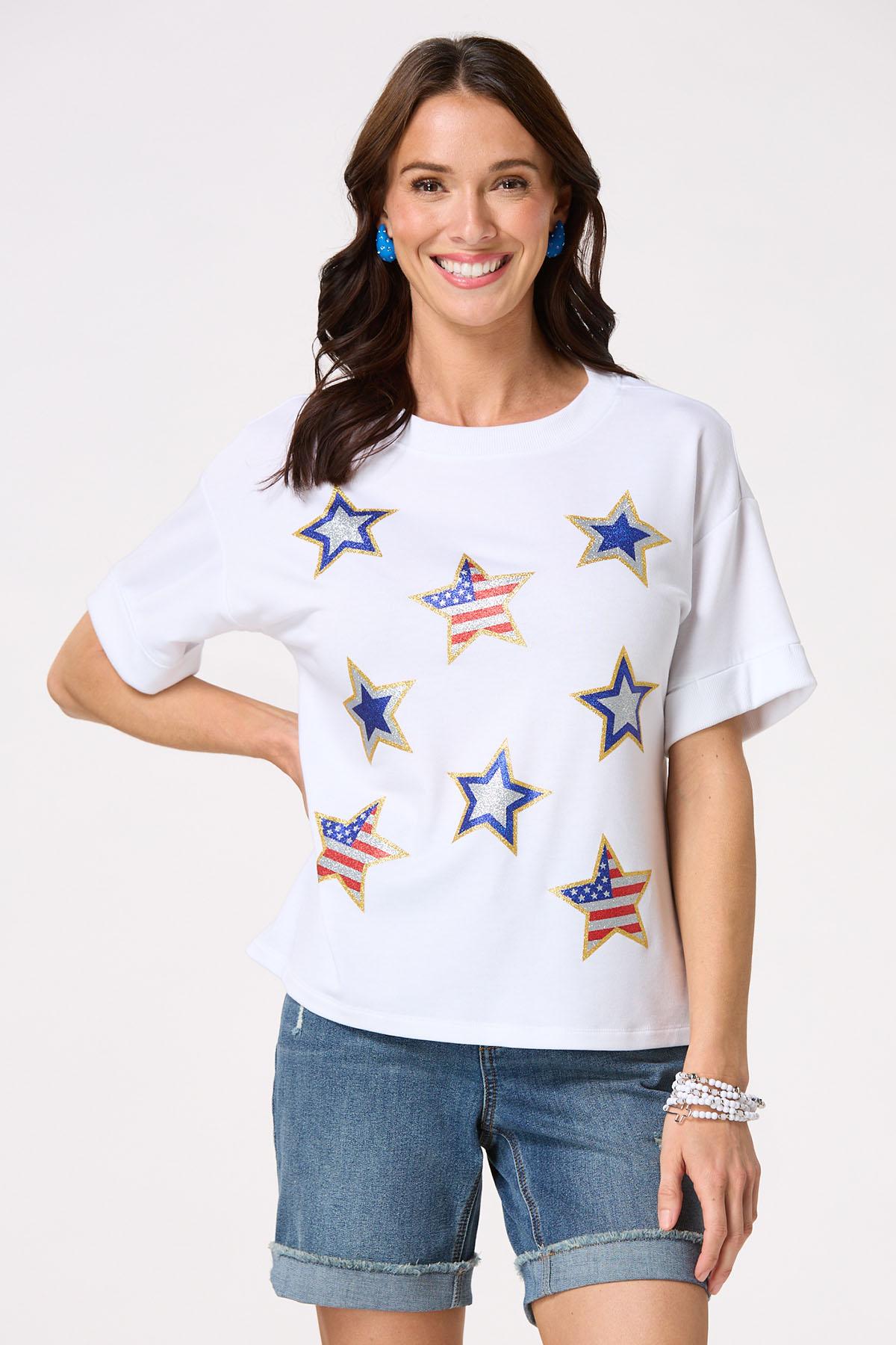 Cato Fashions | Cato Glitter Star French Terry Top