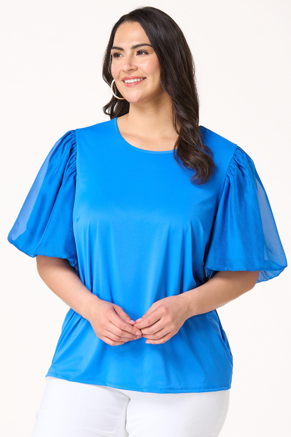  Cato Fashions | Cato Plus Size Organza Puff Sleeve Top
