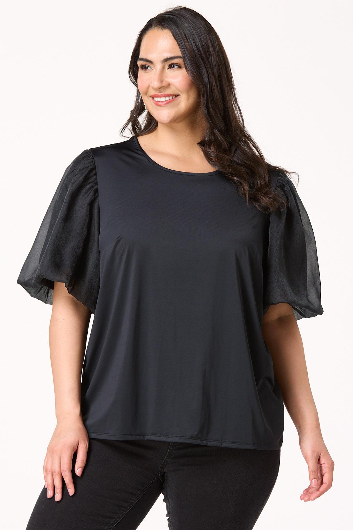  Cato Fashions | Cato Plus Size Organza Puff Sleeve Top