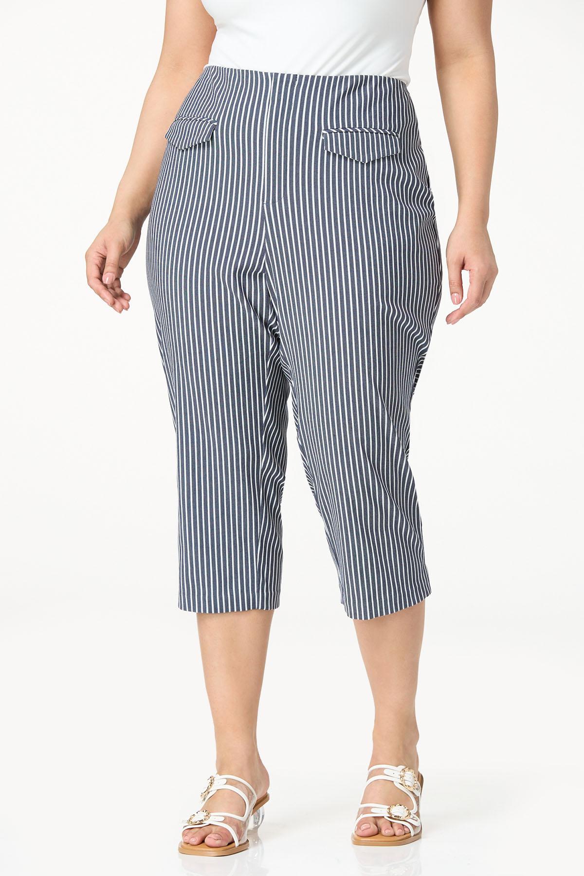  Cato Fashions | Cato Plus Size Navy Stripe Cropped Pants