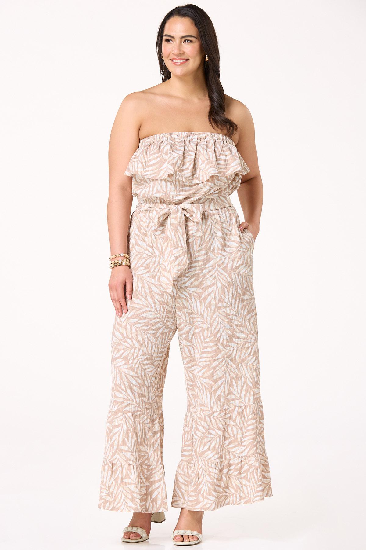  Cato Fashions | Cato Plus Size Strapless Leaf Print Jumpsuit