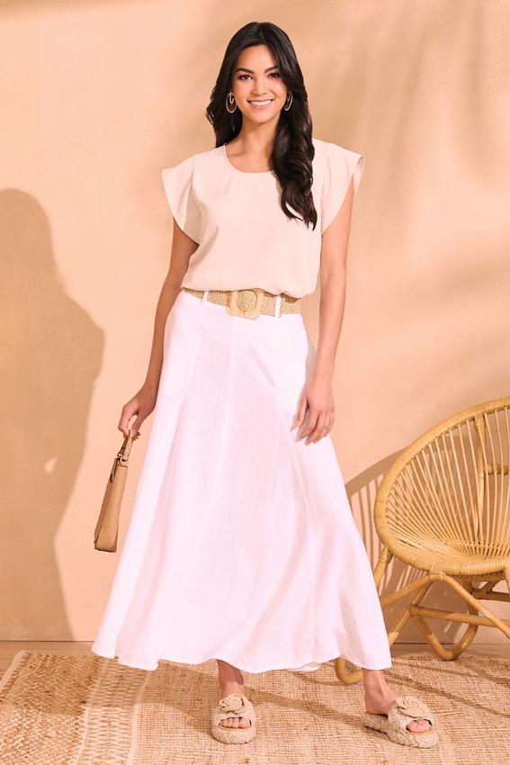 Cato Fashions | Cato Belted Linen Skirt