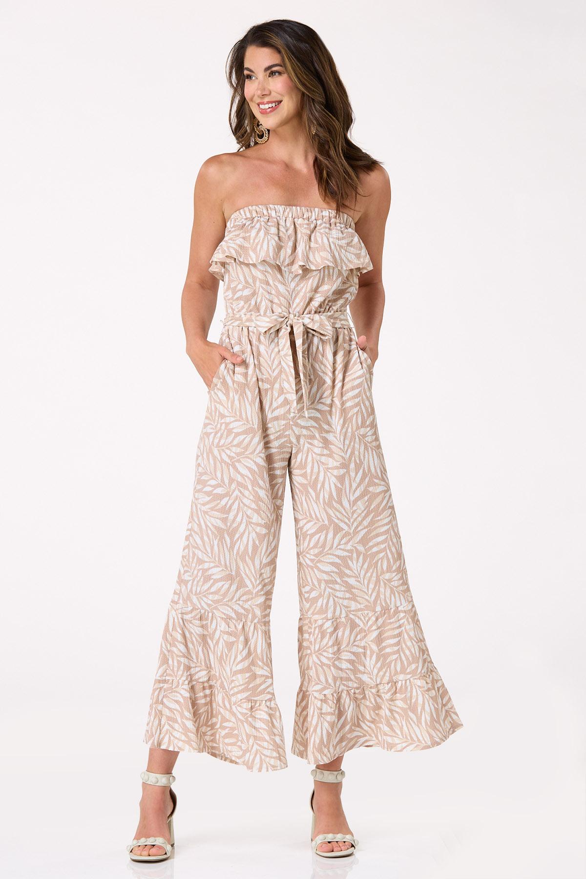  Cato Fashions | Cato Strapless Leaf Print Jumpsuit
