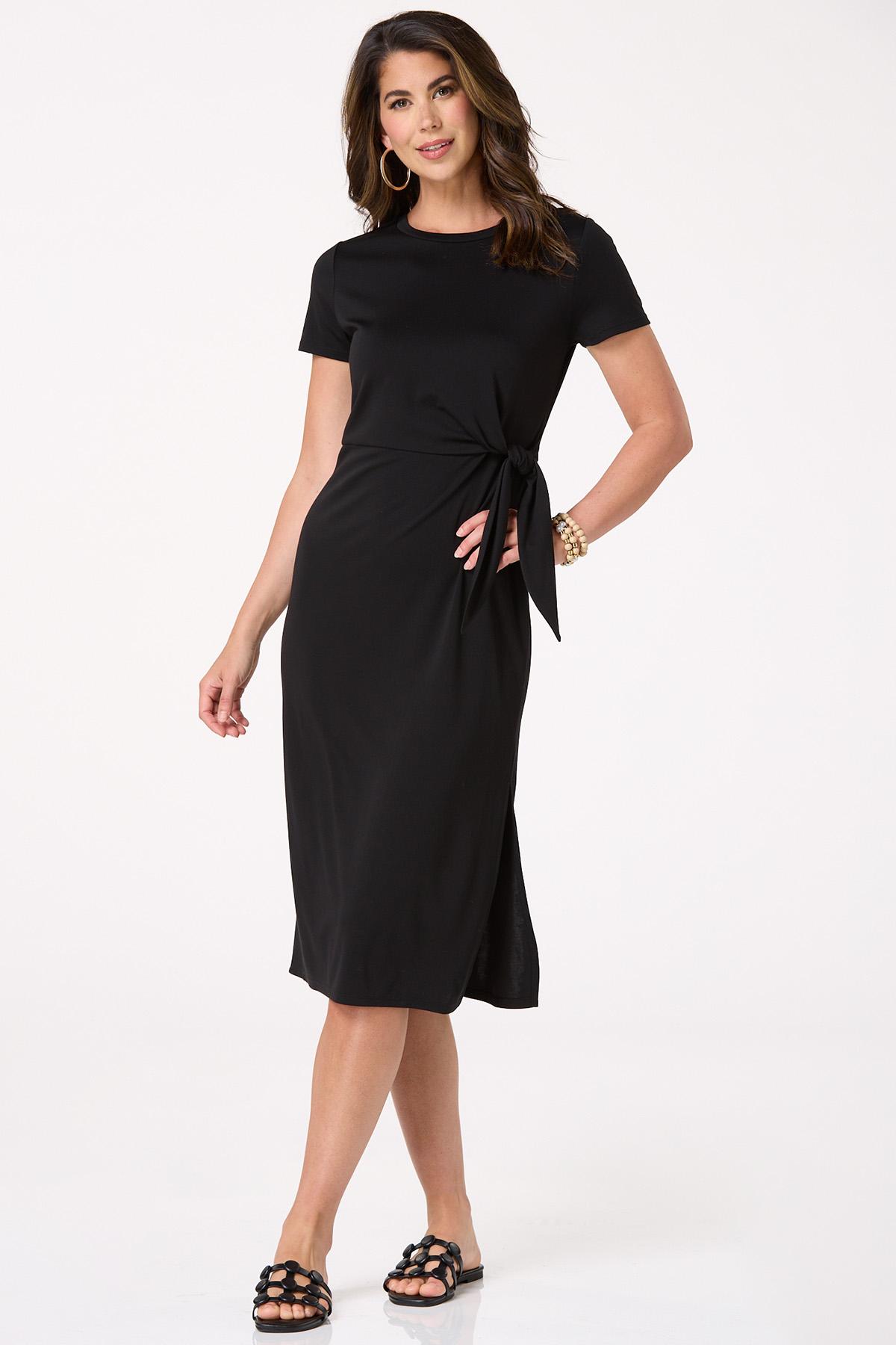  Cato Fashions | Cato Solid Side Tie Midi Dress