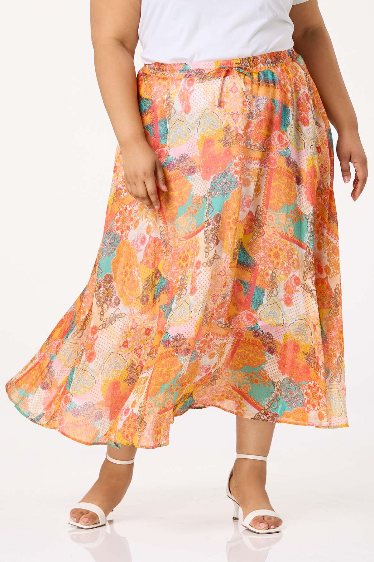  Cato Fashions | Cato Plus Size Printed Flowy Maxi Skirt