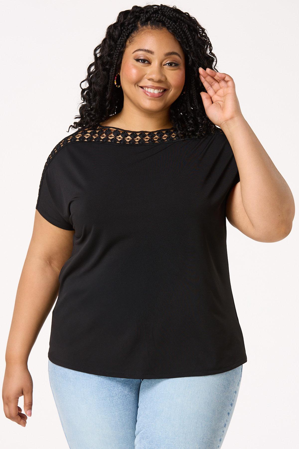 Cato Fashions | Cato Plus Size Crochet Trim Top