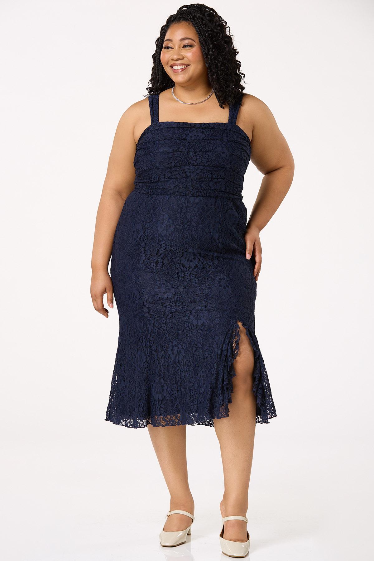  Cato Fashions | Cato Plus Size Navy Lace Midi Dress