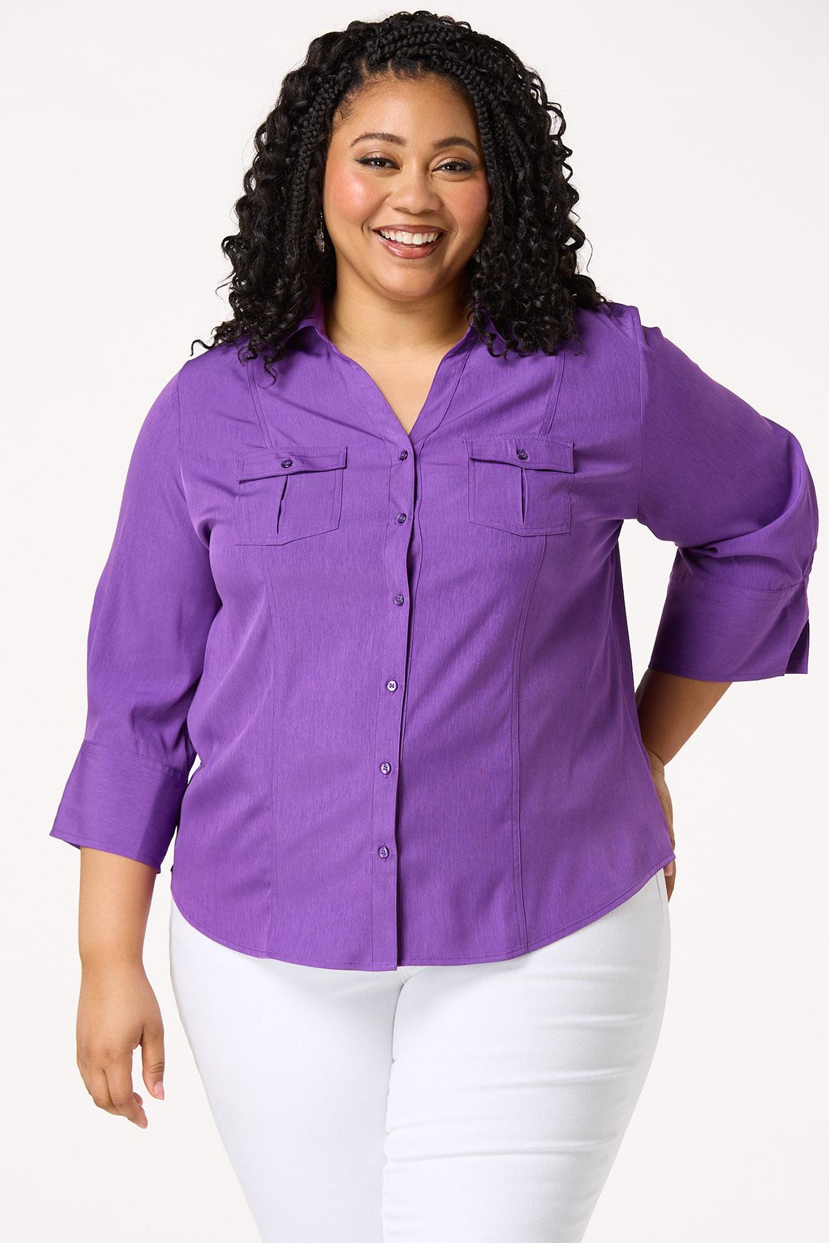  Cato Fashions | Cato Plus Size Collared Button Down Shirt