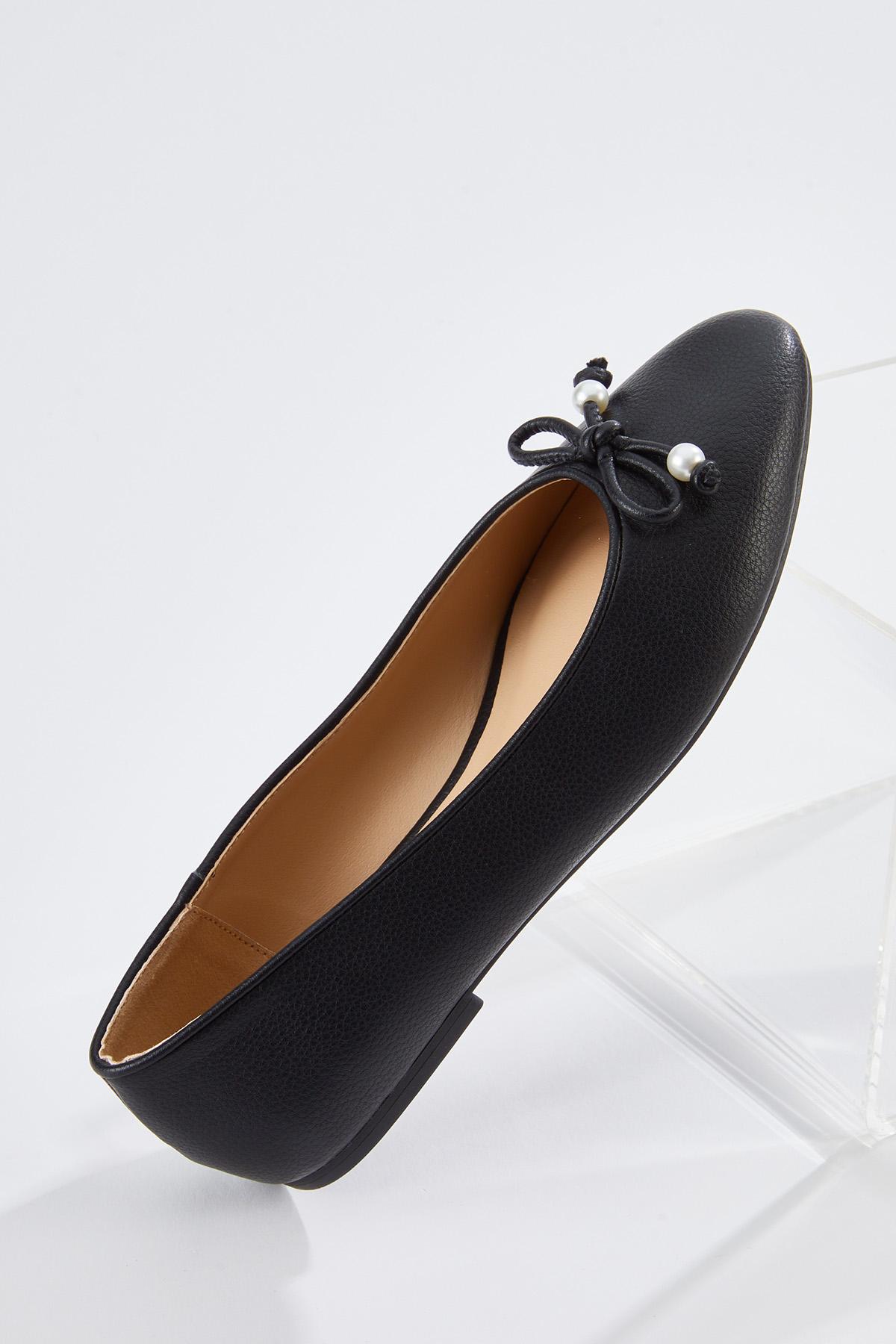 Cato Fashions | Cato Pearl Tip Bow Ballet Flats