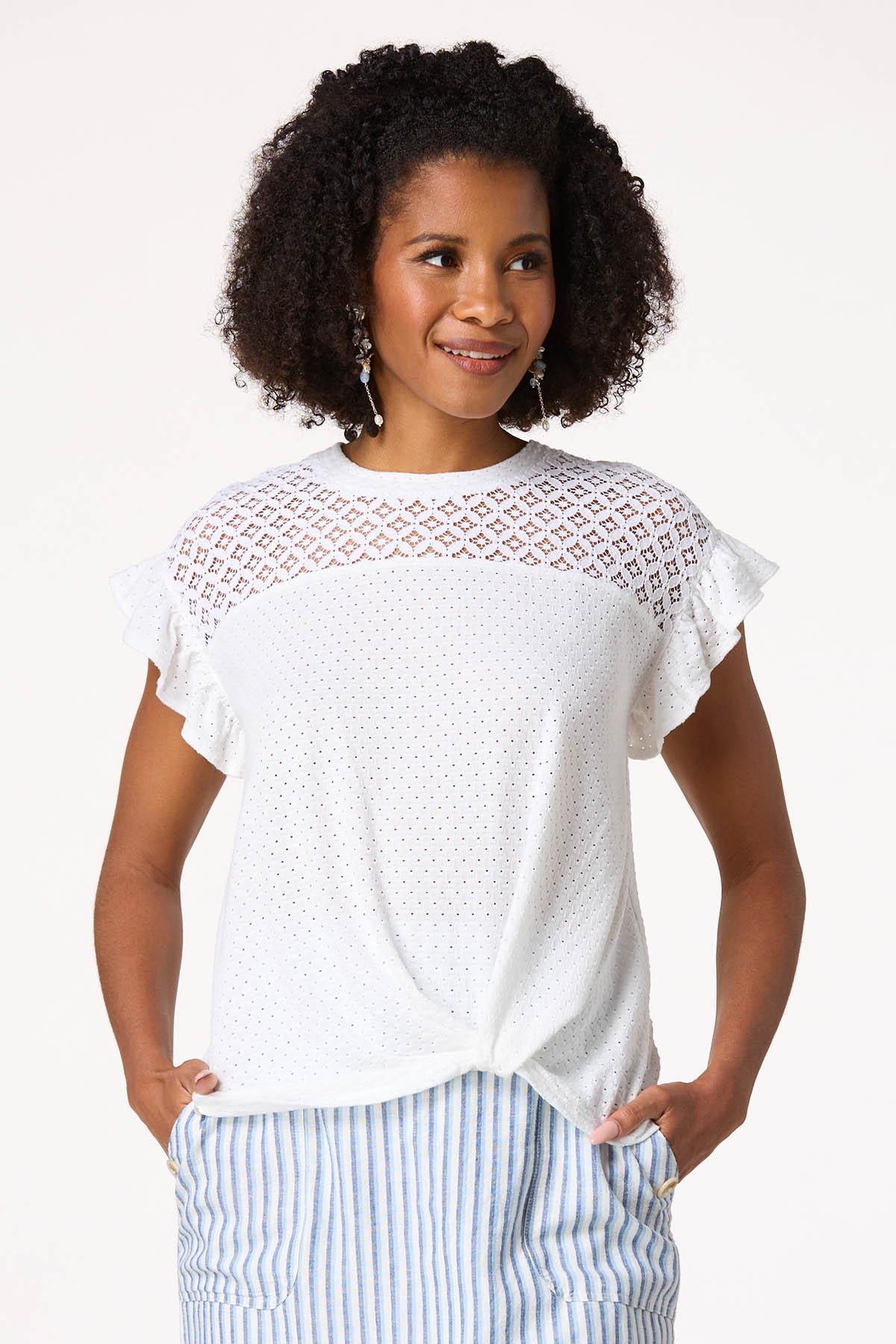  Cato Fashions | Cato Lacy Twisted Hem Top
