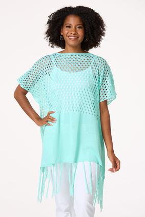  Cato Fashions | Cato Open Weave Metallic Cover- Up