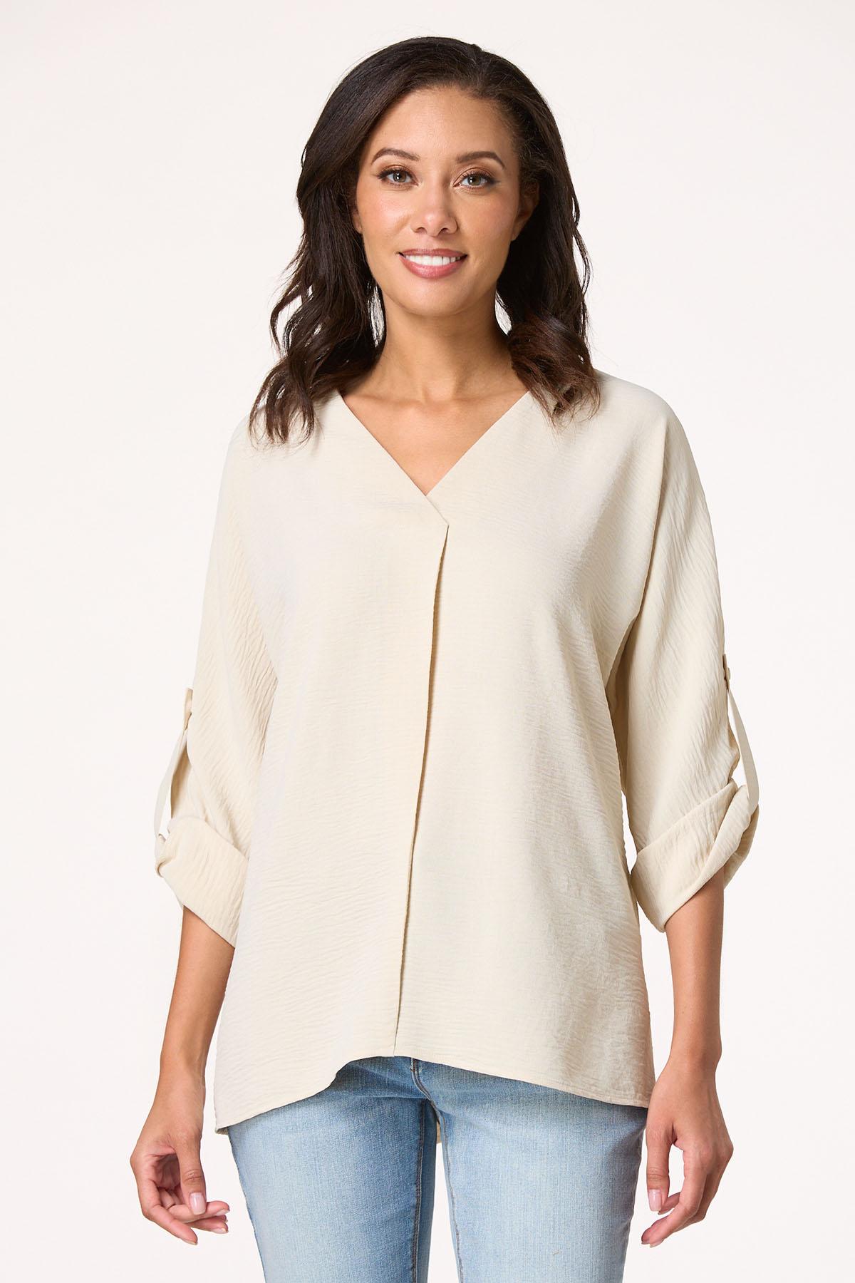  Cato Fashions | Cato Flowy Roll Tab Sleeve Top