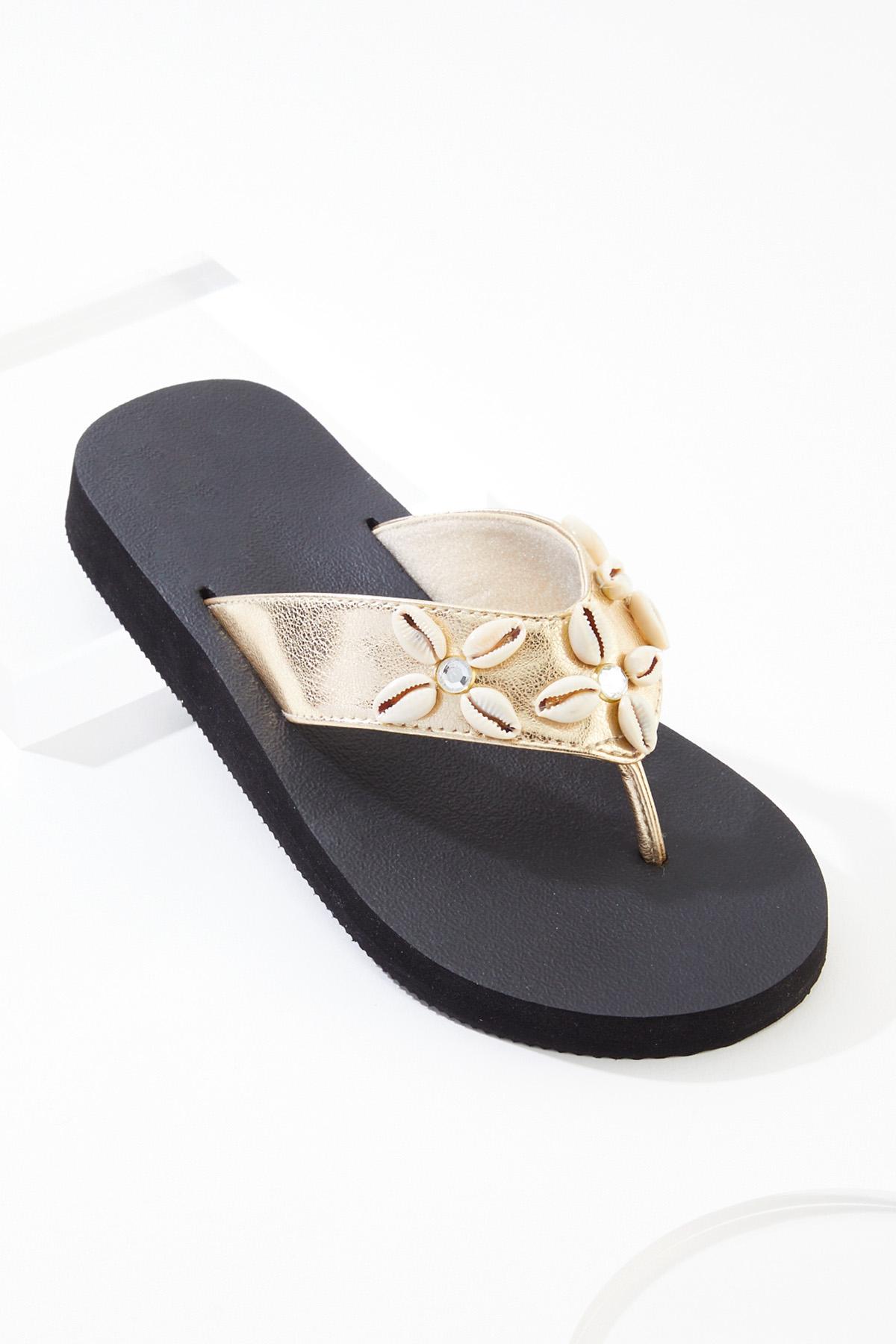 Catavo♥ Cato Fashions | Cato Shell Metallic Strap Flip Flops