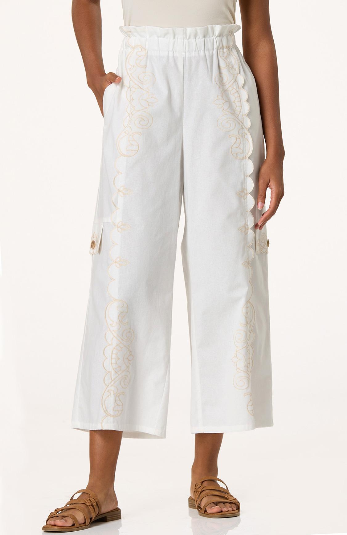 Cato Fashions | Cato Cropped Embroidered Wide Leg Pants
