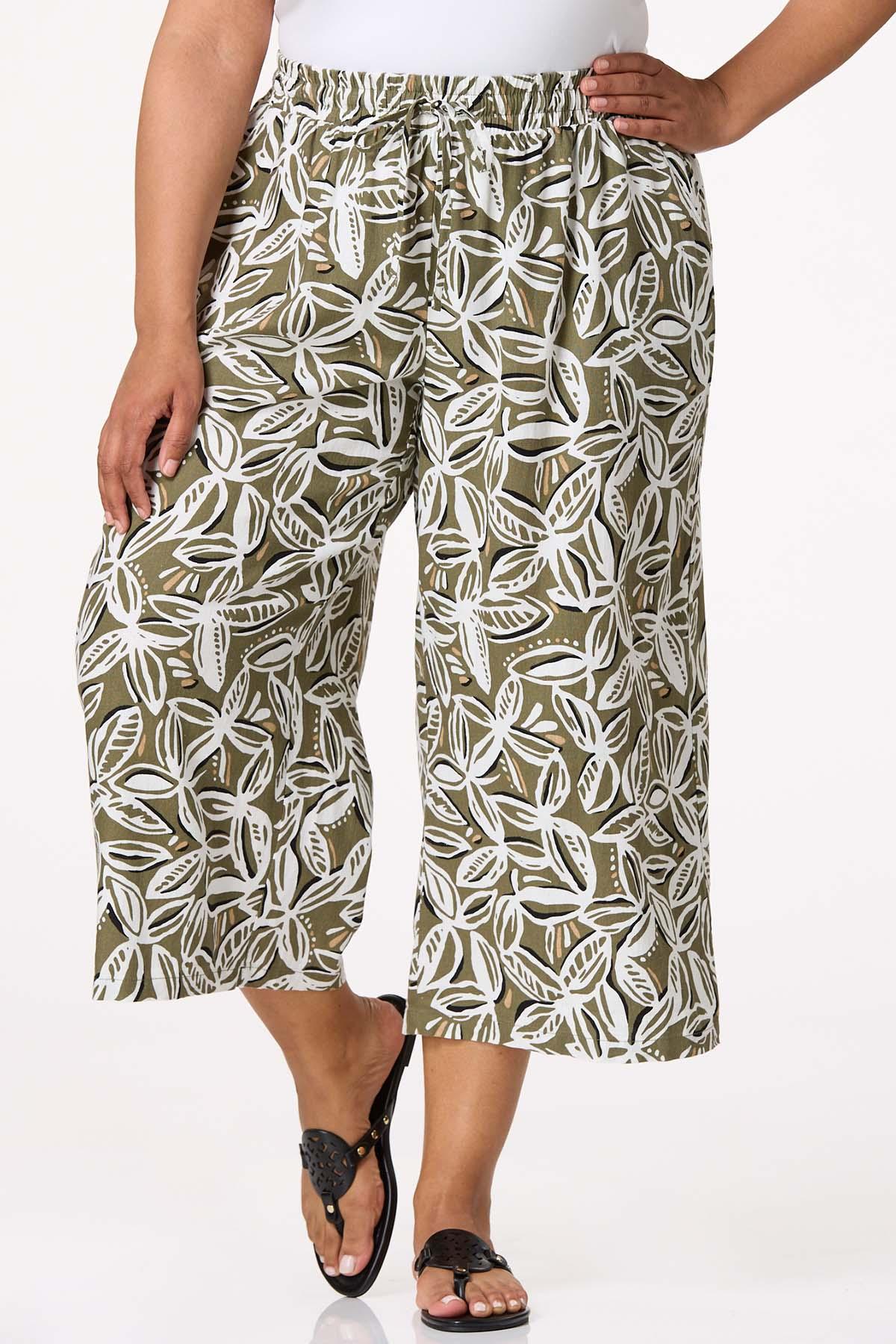 Cato Fashions | Cato Plus Size Cropped Abstract Leafy Pants