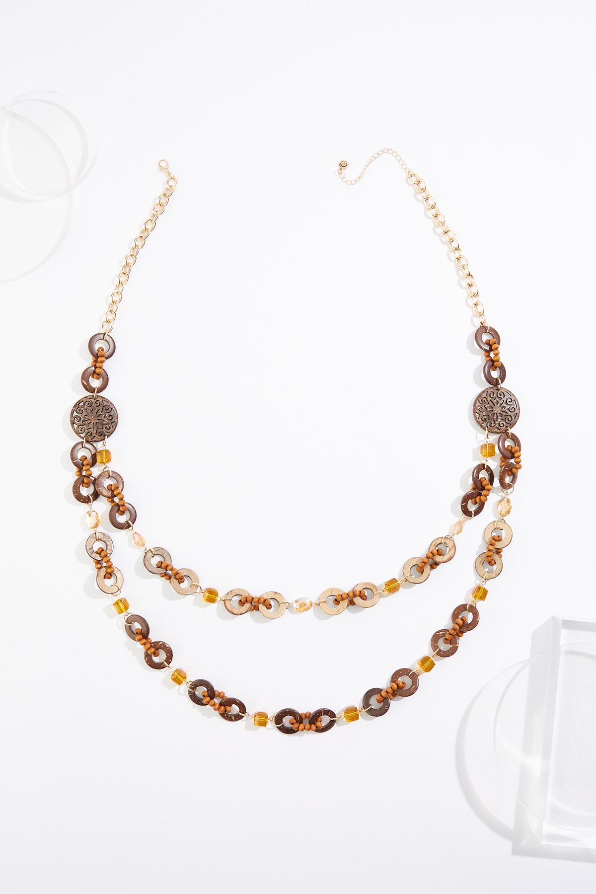  Cato Fashions | Cato Mixed Wood Layered Long Necklace
