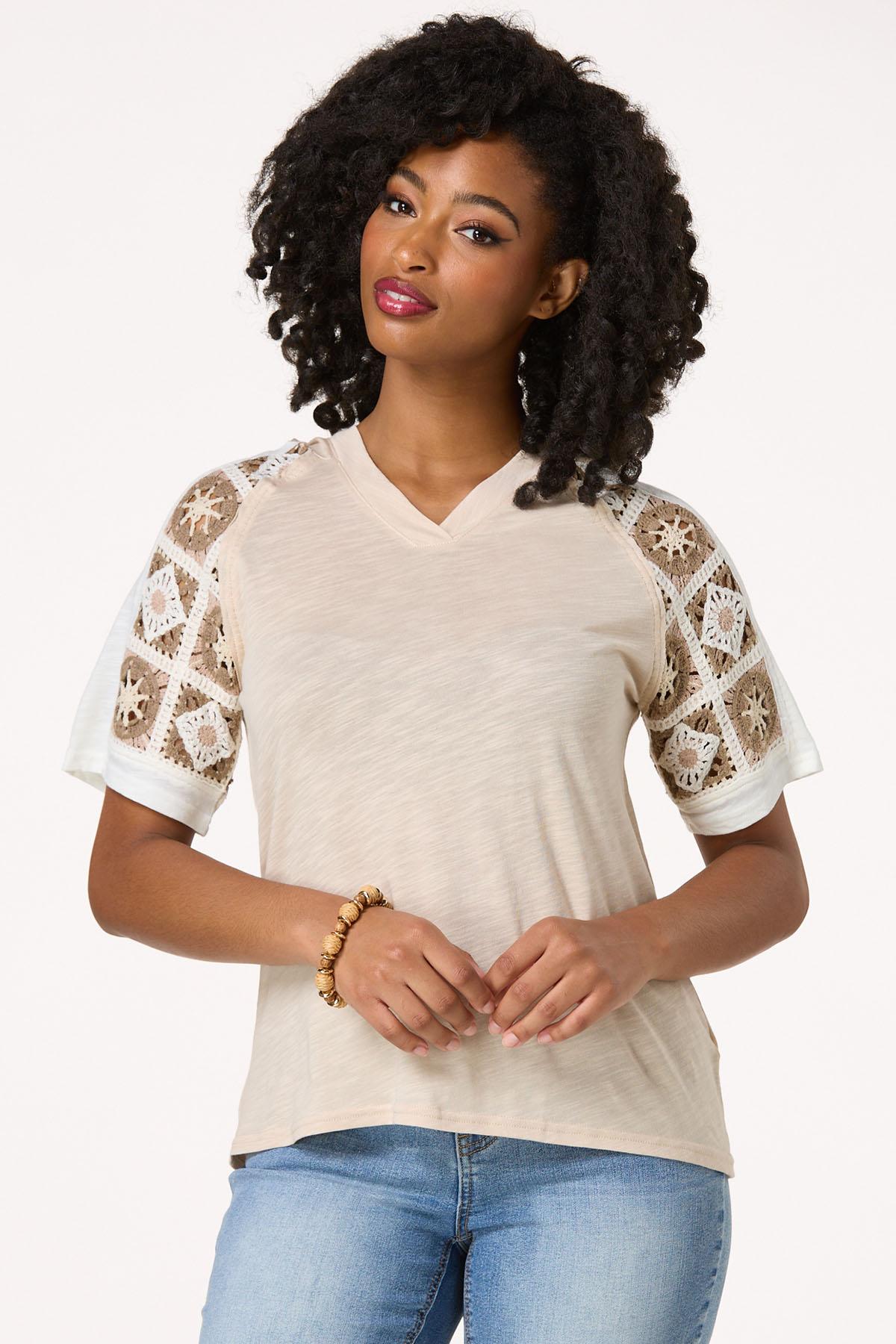  Cato Fashions | Cato Crochet Sleeve Hooded Top