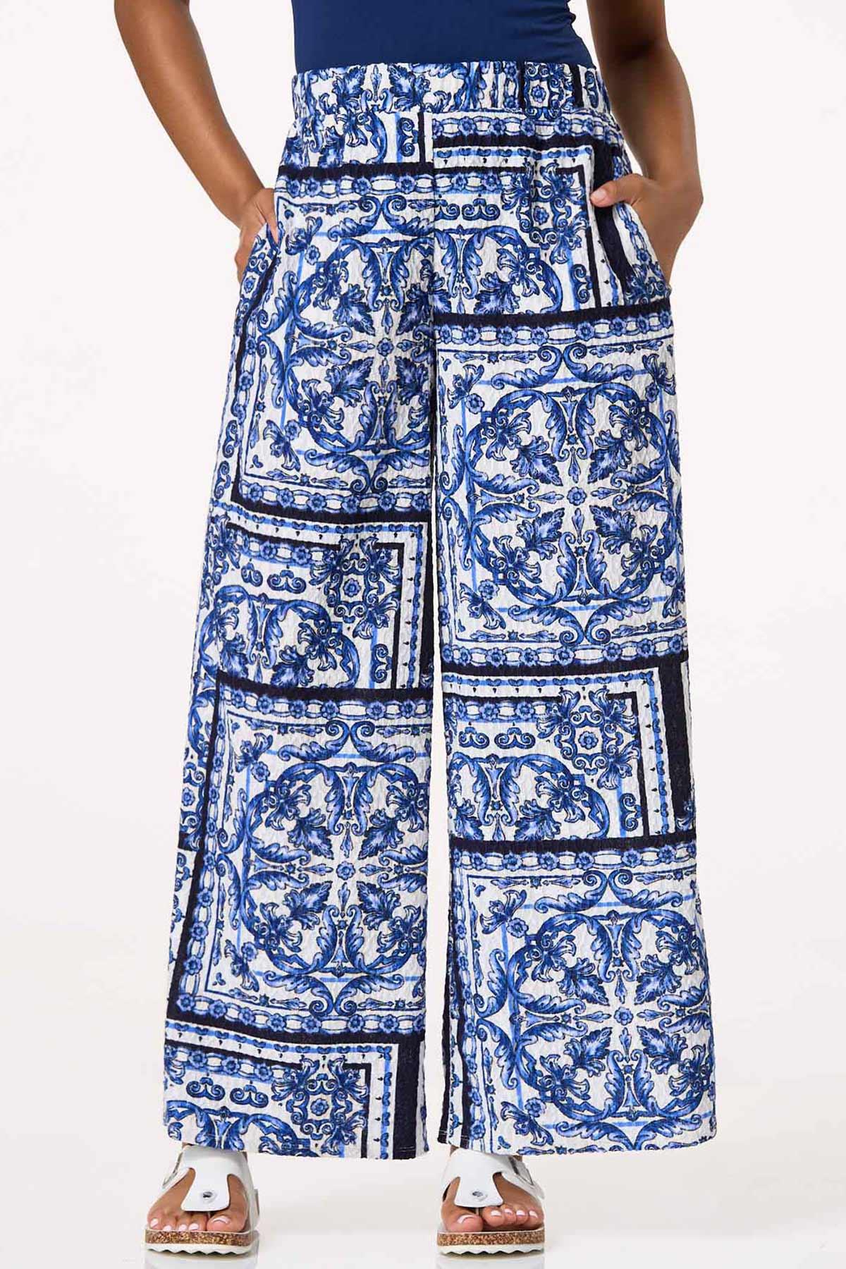  Cato Fashions | Cato Textured Blue Floral Pants