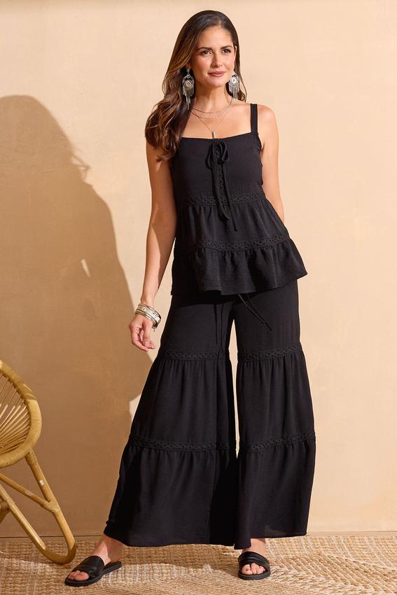 【COLOR iN ID】Lace string pants Evelyn Tie Pant - Black Organza – Lisa Says Gah